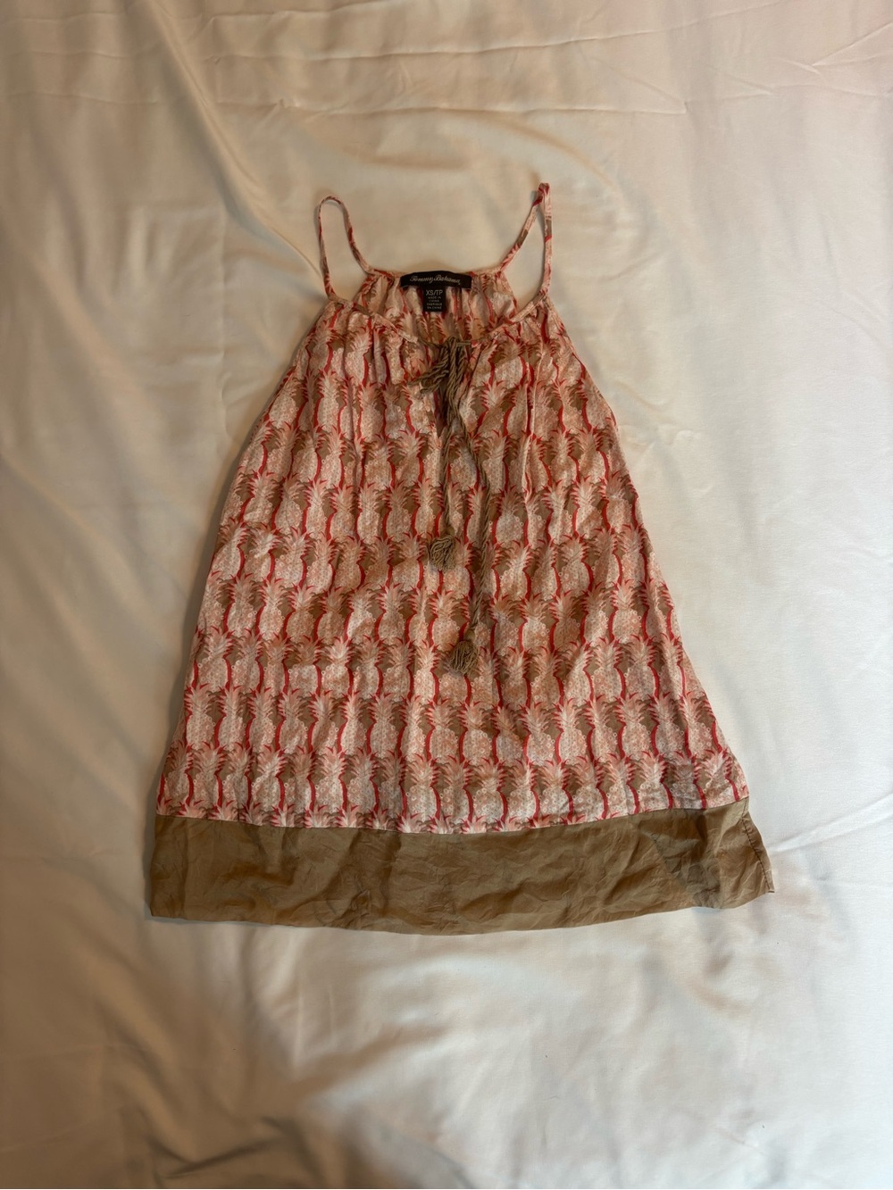 Tommy Bahama Pink, Coral and Tan Printed Spaghetti-Strap Camisole